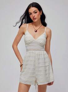 Roylia Women's Retro Picnic Backless Jumpsuit - Apricot - View 5