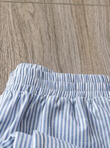 Rusticease Women's Elastic Waist Striped Print Wide Leg Casual Pants - Multicolor - View 3