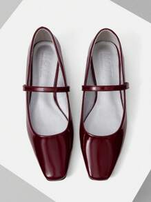 MOTF PREMIUM COMFORTABLE AND SIMPLE WOMEN'S FLAT SHOES, VERSATILE SORCERESS SORCERESS BURGUNDY FLATS, FOR NEW YEAR HOLIDAY, SPRING SHOES, SPRING BREAK EASTER FOR CHRISTMAS