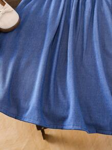 Young Girl' Adorable 3D Floral Knitted Ruffle Strap Comfortable Summer Beach Vacation Dress - Blue - View 7