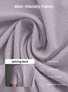 Easithlete 女式夏季简约圆领弧形下摆运动T恤健身衫 - 紫丁香色 - 查看 3