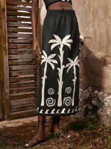 Maija Falda larga de verano para mujer, de moda - Negro - Ver 1