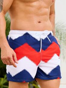 Surfspeed Two-Tone Pocket Drawstring Waist Beach Shorts, Suitable For Summer - Multicolor - View 1