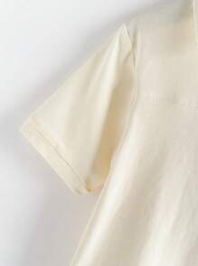 Loomiva 2pcs/Set Young Boy Contrast Collar Patch Pocket Pullover & Solid Color Pants Set - Multicolor - View 5