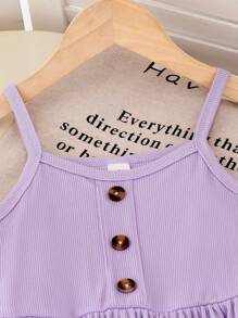 SHEIN 3 pezzi Vestito a coste multicolore senza maniche aderente e a ruota per ragazze, casual, da vacanza, carino e vivace