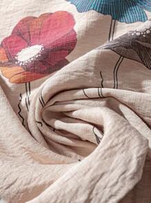 EMERY ROSE 女士花卉印花休闲度假衬衫 女士夏季服装 女士衬衫 母亲节衬衫 - 杏色 - 查看 4