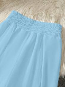 Franclia Pantalones con dobladillo con volantes, unicolor, estilo gótico y romántico para mujeres - Azul - Ver 3