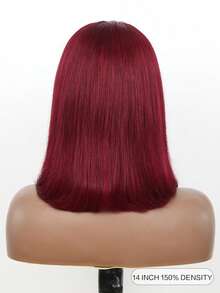 无胶鲍勃假发真人发 6x4 99j 勃艮第蕾丝前假发真人发 8-16 英寸巴西直发假发女士 - S99J - 查看 3