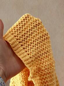 SHEIN Swim 女士针织挂脖罩衫，夏季时尚 - 黃色 - 查看 6