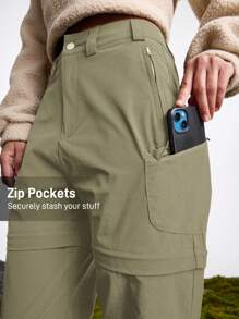 In My Nature Pantalones de senderismo para mujer, resistentes al agua y sin flúor, desmontables, aptos para acampada, trekking y transporte urbano
