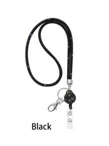 1 Piece, Exquisite Rhinestone Mesh Hanging Rope, Suitable For ID Card Holders, With Retractable Buckle And Badge Clip, Can Be Hung Back To School, Making You More Secure And At Ease