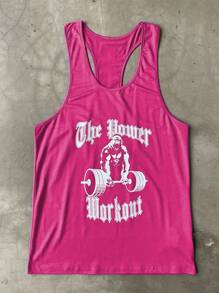 Manfinity Sport Corelite Men's Summer Casual Letter Graphic Loose Racerback Tank Top Workout Clothes Running Tees & Tanks