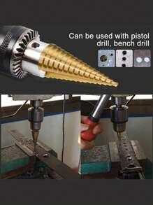 3 件套钛涂层高速钢阶梯钻头套装，适用于木材和高效金属的宝塔钻头 - 耐用、倒角光滑、无毛刺、不易生锈、易于安装、提高效率