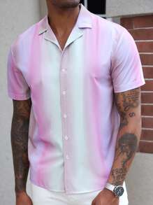 Manfinity Homme Men's Casual Ombre Short Sleeve Shirt, Summer - Multicolor - View 5