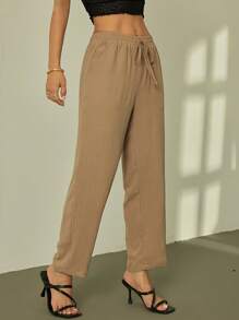 SHEIN PETITE Pantaloni casual di colore tinta unita, adatto per l'estate, per le donne
