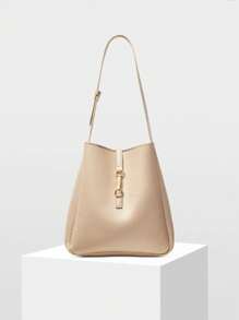 MOTF PREMIUM BUCKLE SHOULDER BAG, OFFICE COMMUTE BAG - Beige - View 2