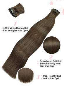 Seamless Clip Ins 7PCS 18-22Inch Straight PU Clip In Hair Extensions #4 Color Remy Human Hair Extensiosn Hair Extensions - S4 - View 4