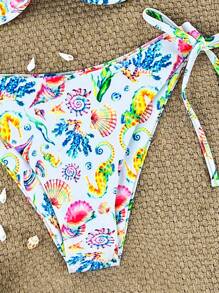 Swim Mod 2 Stücke/Set neuer bunter Unterwasser Welt Seitenschnürung Geknüpft High Cut Bikini, Frauen Strand Urlaub Badeanzug