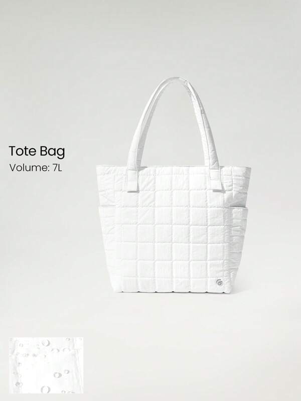 GLOWMODE 7L Water-Resistant Make It Quilted Dual Handle Tote Bag With Multi Pockets Daily Casual