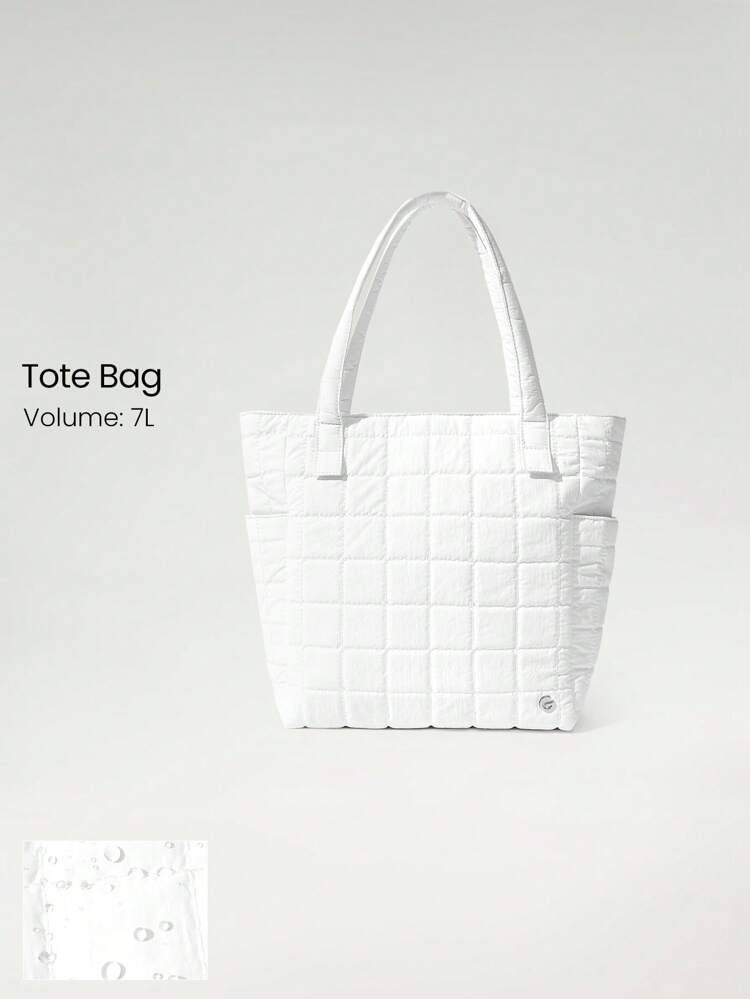 7L Water-Resistant Make It Quilted Dual Handle Tote Bag With Multi Pockets Daily Casual