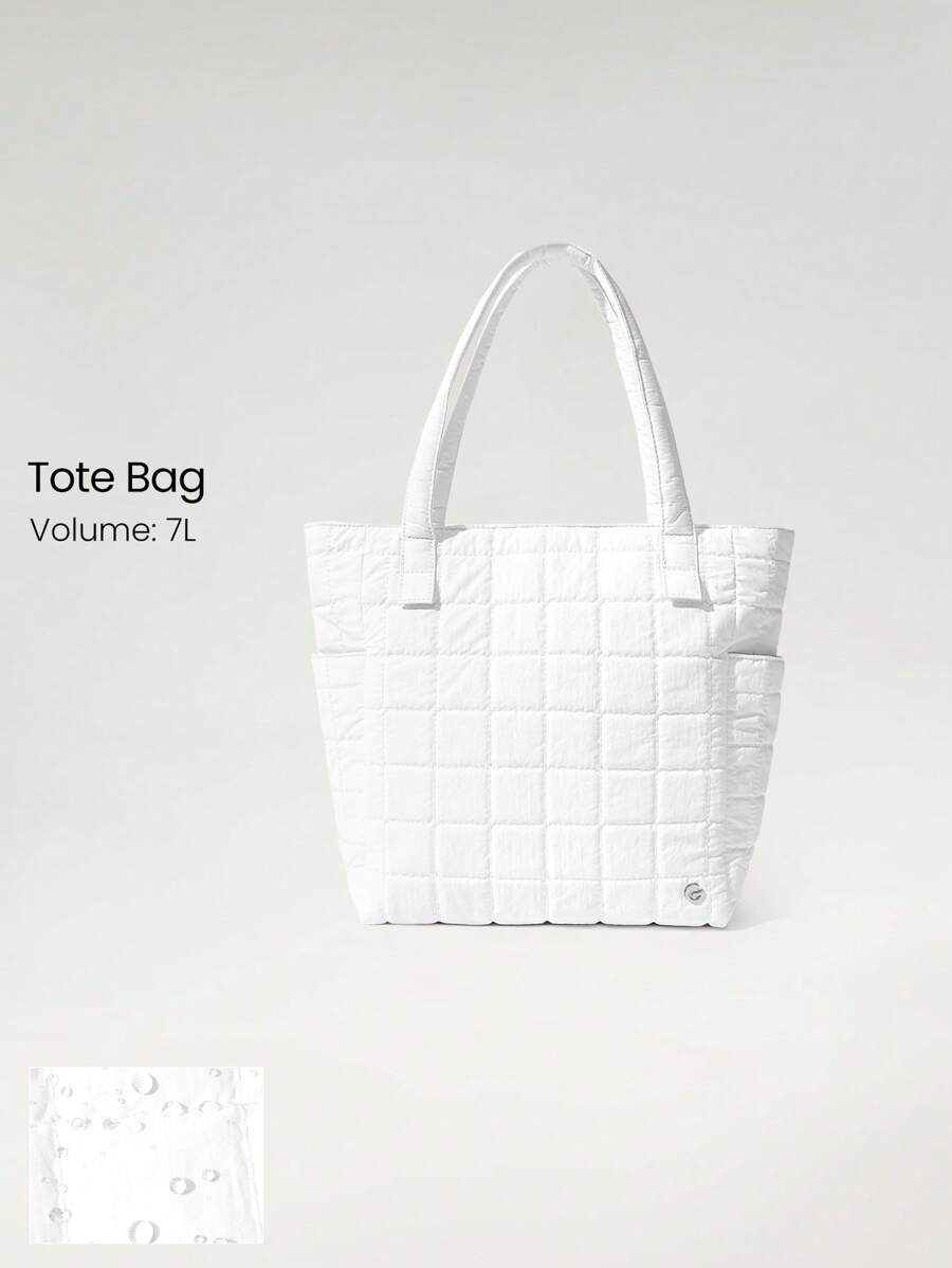 GLOWMODE 7L Water-Resistant Make It Quilted Dual Handle Tote Bag With Multi Pockets Daily Casual - White - View 1