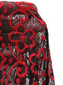 DAZY 黑色和红色撞色蕾丝性感连体衣，女士内衣 - 彩色 - 查看 9