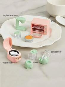 Juego de Mini Cocina Creativa - Mini Electrodomésticos de Cocina para Juego Imaginativo, Mini Horno, Mini Arrocera, Mini Exprimidor, Mini Cafetera, Mini Vaporera de Huevos, Cesta de Pan - Multicolor - Ver 2