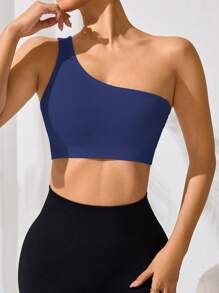 Easithlete Women's Summer Solid Color Simple Sleeveless Crop Top - Navy Blue - View 5