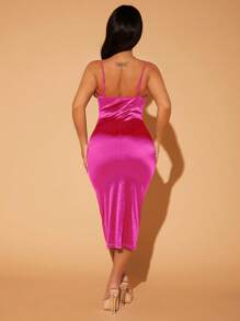 SHEIN SXY Vestido ajustado escote drapeado de espalda abierta de satén