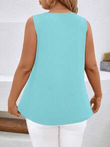 EMERY ROSE Plus Size Women Summer Casual Beaded Tank Top - Baby Blue - View 2