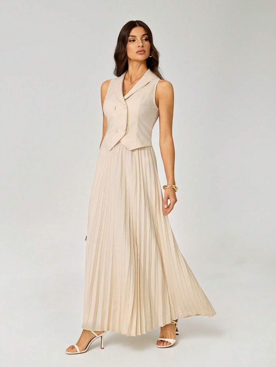 SHEIN Tall 女士日常两件套服装 - 米色 - 查看 1