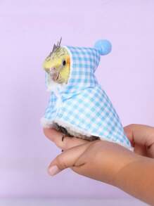 1 件鹦鹉斗篷，加厚鸟格纹斗篷服装，带老虎牡丹图案，保暖外套 - 藍色 - 查看 1