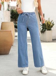 EMERY ROSE Jeans di cotone casual da donna con coulisse in vita e tasche in pendenza