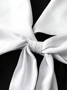 Celure Blusa elegante de trabajo para mujer con cuello en V sin espalda, cintura ajustada y lazo monocromo, tallas grandes