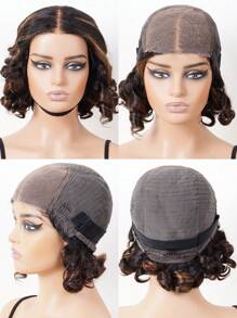 ALL READY WIG 价格实惠的定制高光鲍勃蓬松波浪全套假发预漂白预拔预剪蕾丝融化蕾丝前部 5x5 无胶闭合假发 100% 真人头发 9AM HAIR - SNatural/2/30 - 查看 5