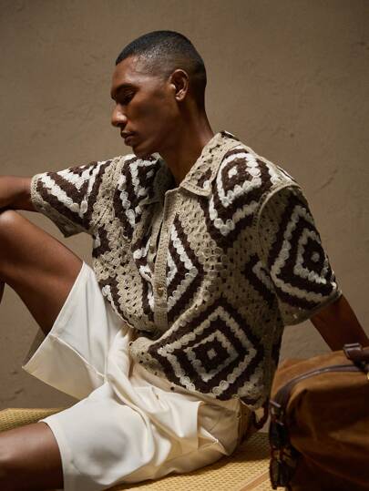 AKNOTIC Business Casual Polo de punto de manga corta y ajuste delgado con cuello abierto para hombre, adecuado para otoño/invierno