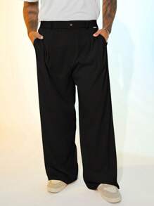 EASEVO Plus Size Men's Loose Fit Woven Wide Leg Casual Pants