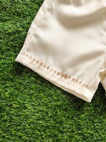 Souflis Souflis 2 件套男婴幼儿/新生儿休闲优雅动物园印花衬衫夹克和短裤夏季服装，0-3 岁 - 杏色 - 查看 8