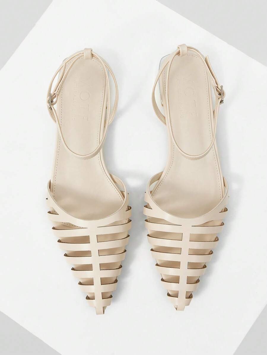 MOTF PREMIUM WOMEN'S POINTED TOE HOLLOW-OUT COMFORTABLE FLATS - Beige - View 1