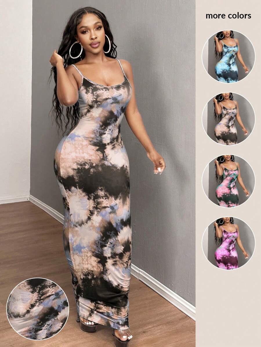 SHEIN SXY Robe de retour élégante, sexy et confortable avec motif teinté - Vieux Rose - Voir 1