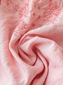 Linhara CURVE Áo cánh thêu cỡ lớn cho nữ, phong cách thường ngày Boho-Chic thanh lịch - Hồng - Xem 3