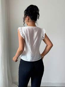 SHEIN Clasi Áo sơ mi nữ không tay màu trơn, thời trang cho mùa hè - trắng - Xem 2