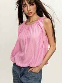TrendSteals 1 件女式纯色无袖背心，夏季时尚 - 粉色 - 查看 2