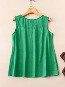 EMERY ROSE Camiseta de tirantes de mujer de verano de unicolor y cuello redondo - Verde - Ver 2