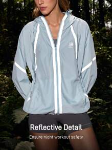 In My Nature Áo khoác chống nắng ngoài trời có mũ rút dây cho nữ Quần áo đi bộ đường dài cho nữ - Màu xanh nhạt - Xem 5