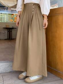 FRIFUL Women's High Waisted Wide Leg Ankle Pants, Commute Style, Spring & Summer Linen - Khaki - View 3