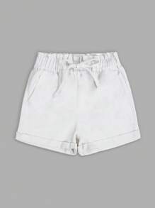 Plain Denim Casual Shorts, Versatile For Summer - White - View 4