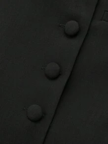 Maija 2025 New Business Casual Women's Vest, Adjustable Spaghetti Strap Front Button Closure Knit Tank Top, Suitable For Winter And Summer - Black - View 8