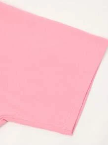 Maweii Tricou cu imprimeu grafic Calvin pentru femei - elegant, confortabil, elegant, cu decolteu turn, amestec de poliester respirabil, îmbrăcăminte ocazională - Roz - Vizualizare 3