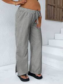 SHEIN 孕妇条纹裤，适合夏季的时尚 - 黑與白 - 查看 7